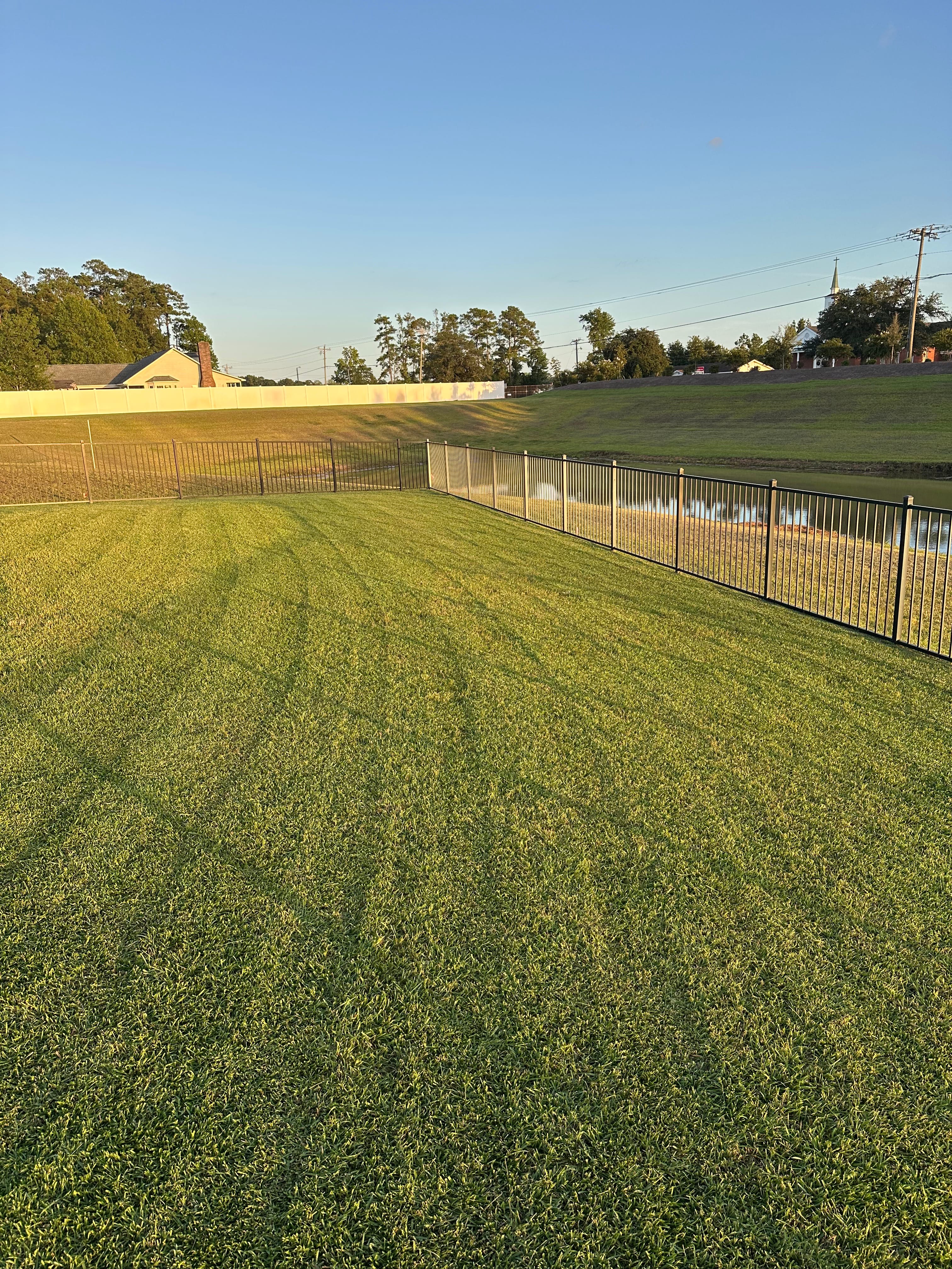 Lush green residential lawn that stays healthy with proper watering